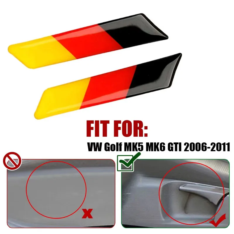2Pcs Seat Lifting Wrench With 3D Decorative Stickers,German Flag Emblem,Interior Accessories For Volkswagen Golf 5 6 MK5 MK6 GTI