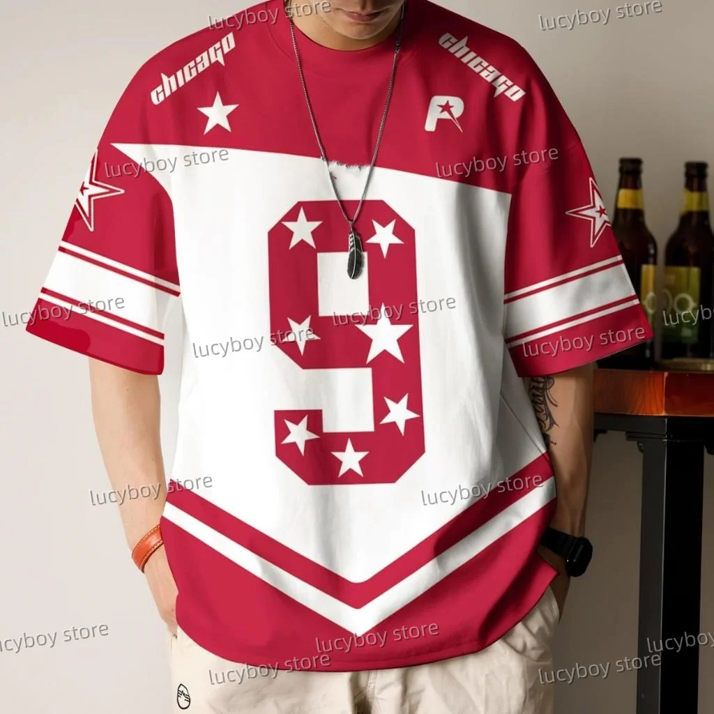 

Summer No.9 Chicago Print Men T-Shirt Short Sleeves Lightweight Plus Size T-Shirt Plus Size Sport Daily Jersey Tees Men Clothes