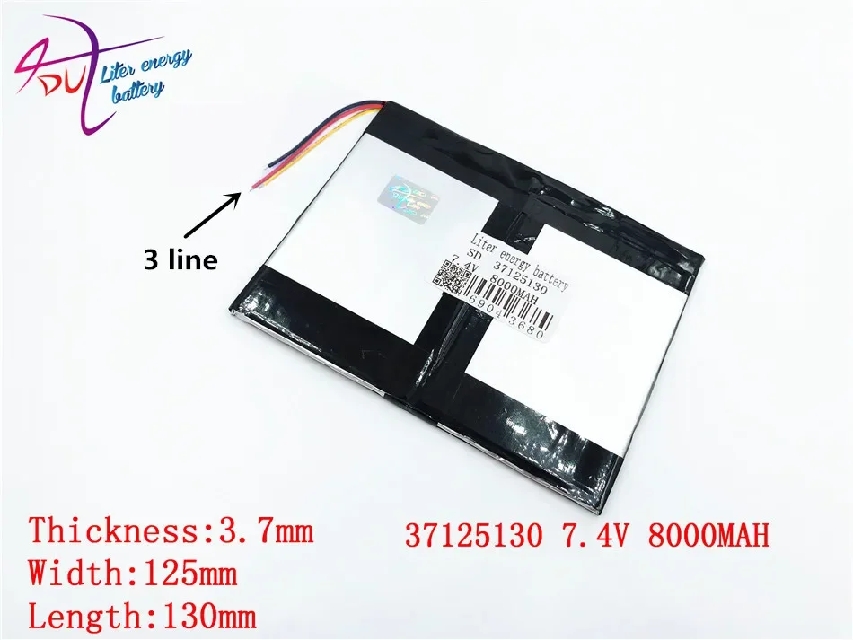 

3 line Liter energy battery 37125130 7.4V 8000MAH 35125130 37130125 Polymer lithium ion battery for tablet pc