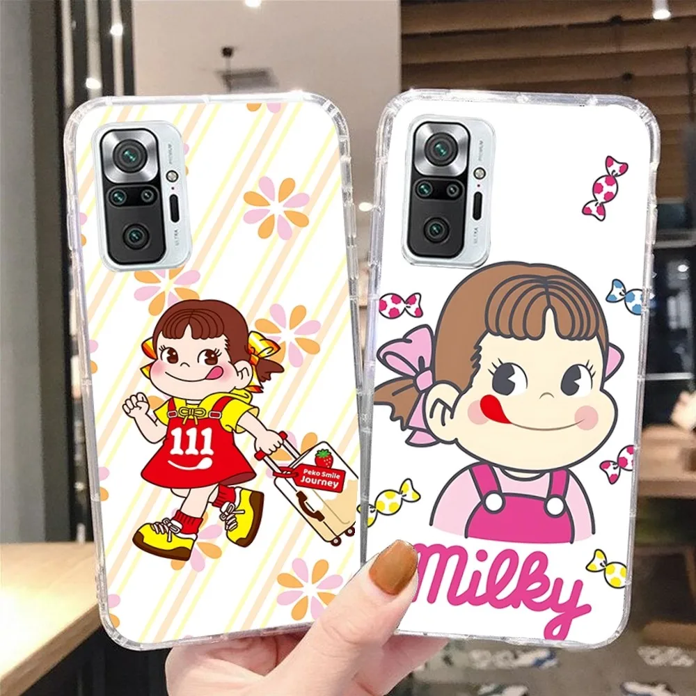 Fujiya Milky P-Pekos Anime C-Chans Phone Case For Xiaomi 11 Redmi Note 11 5G 8T 9A 9 10T Note8Pro Note9 12SUltra Black Case