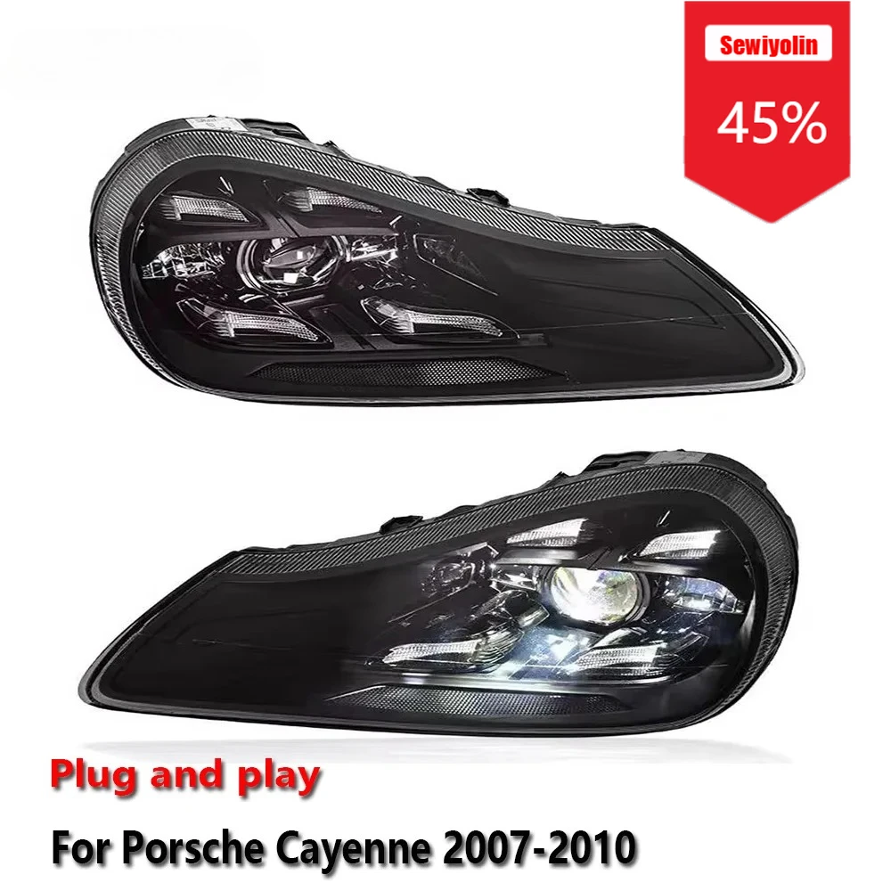 

Sewiyolin автомобильные светодиодные фары в сборе для Porsche Cayenne 2007-2010, противотуманные фары DRL, стоп-сигнал поворота Plug and Play