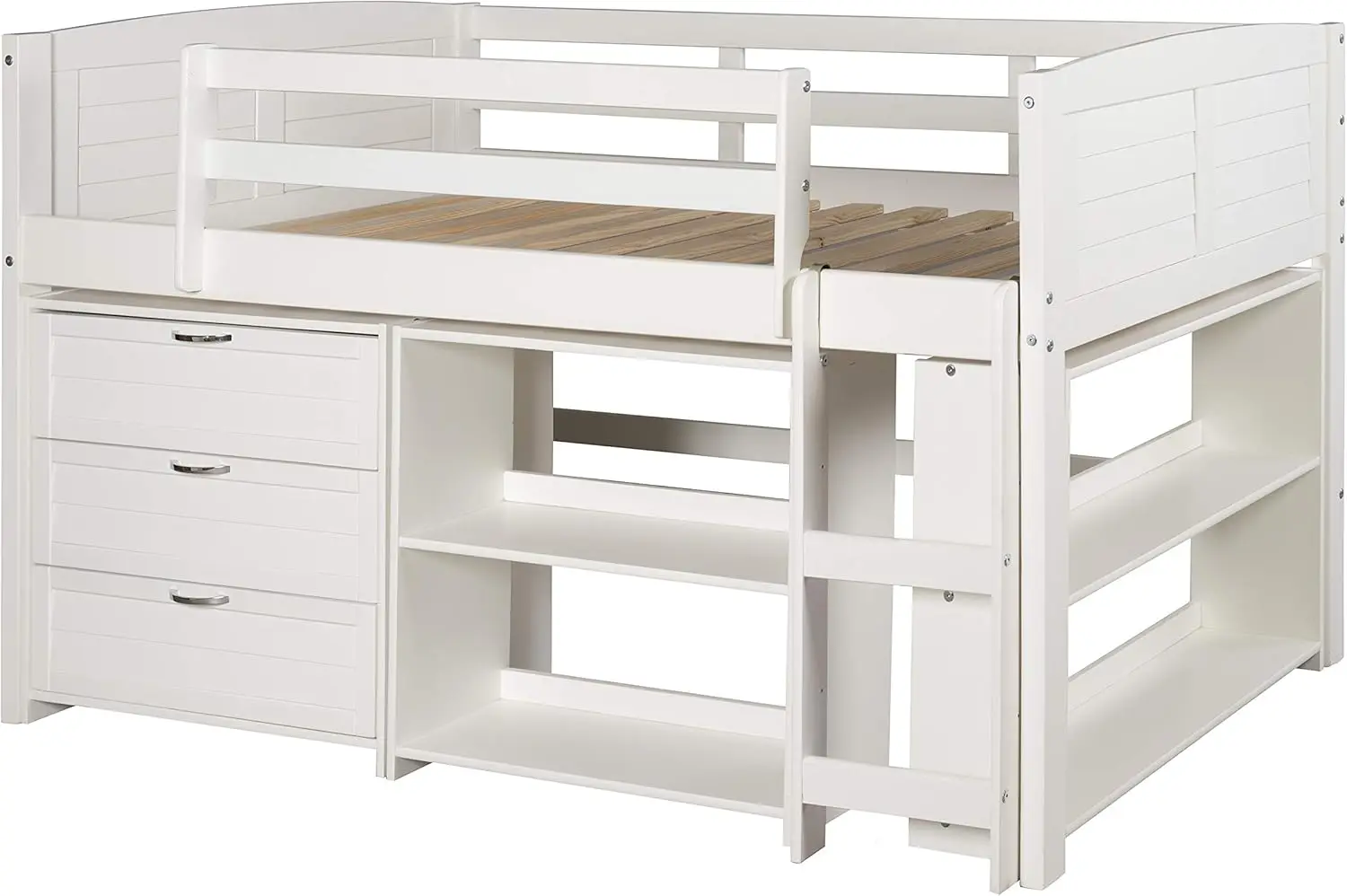 

Louver Panel Twin Modular Low Loft Bed In White Finish - Combo Set B