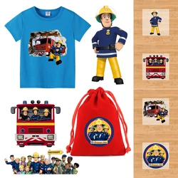 Fireman Sam Iron on Sticker Anime Cartoon Heat Transfer Decals Toddler Puzzle Cute DIY Clothing Decoration Kids Birthday Gifts