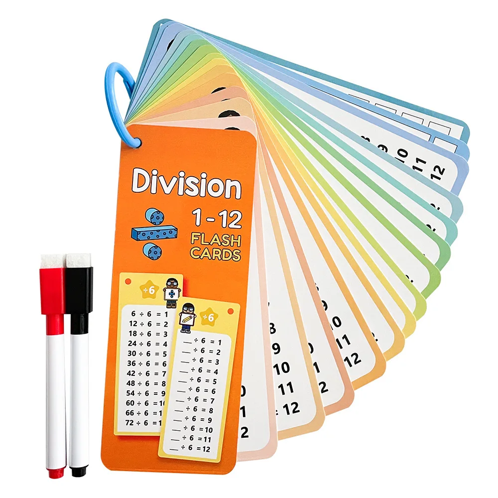 15 Pcs/set Kids Math Multiplication Table Cards 0 To 12 Erasable Writing Practice Cards Early Learning Educational with 2 Pens