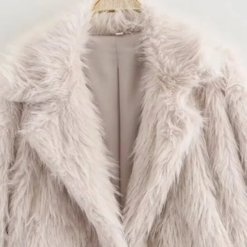 Women’s Faux Fur Effect Coat Jacket Fashion Winter Warm Outerwear Long Sleeve