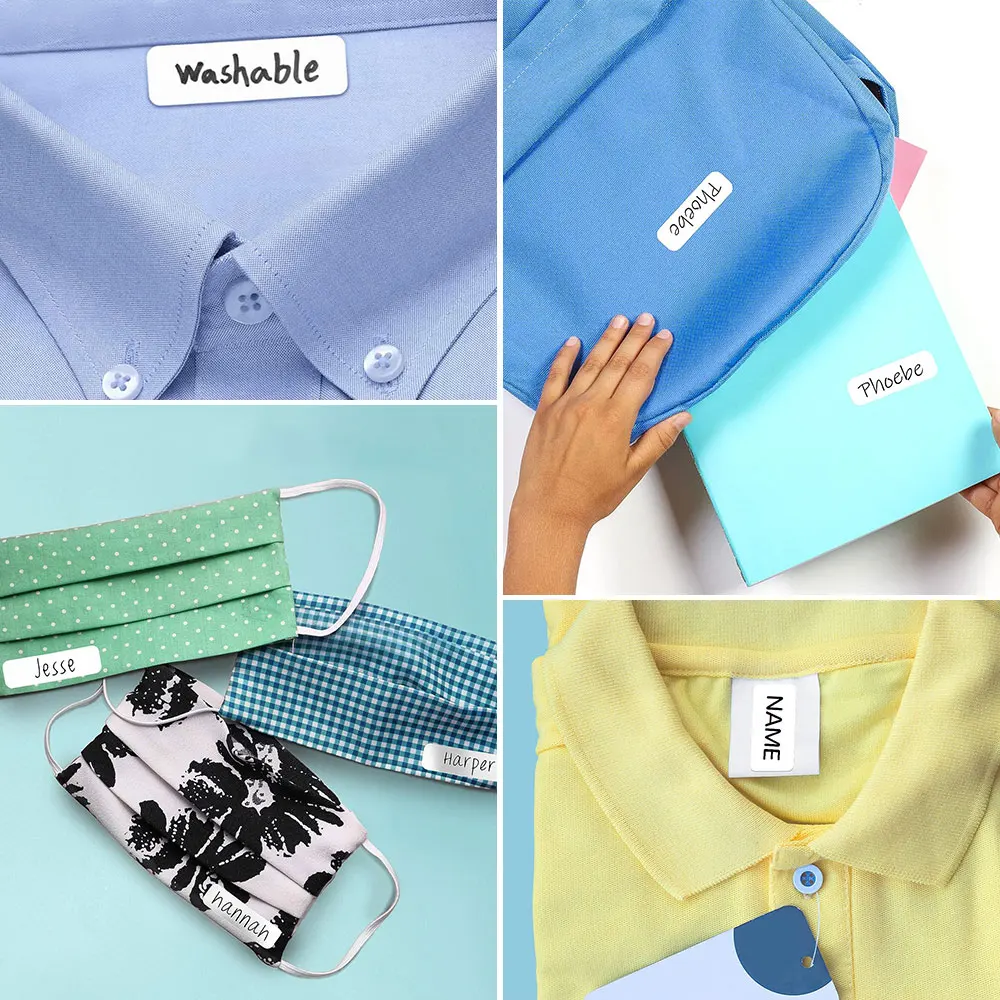 No-Iron Clothing Labels Wash Writable Self Adhesive Name Labels with Permanent Fabric Marker For Daycare Washer and Dryer Safe