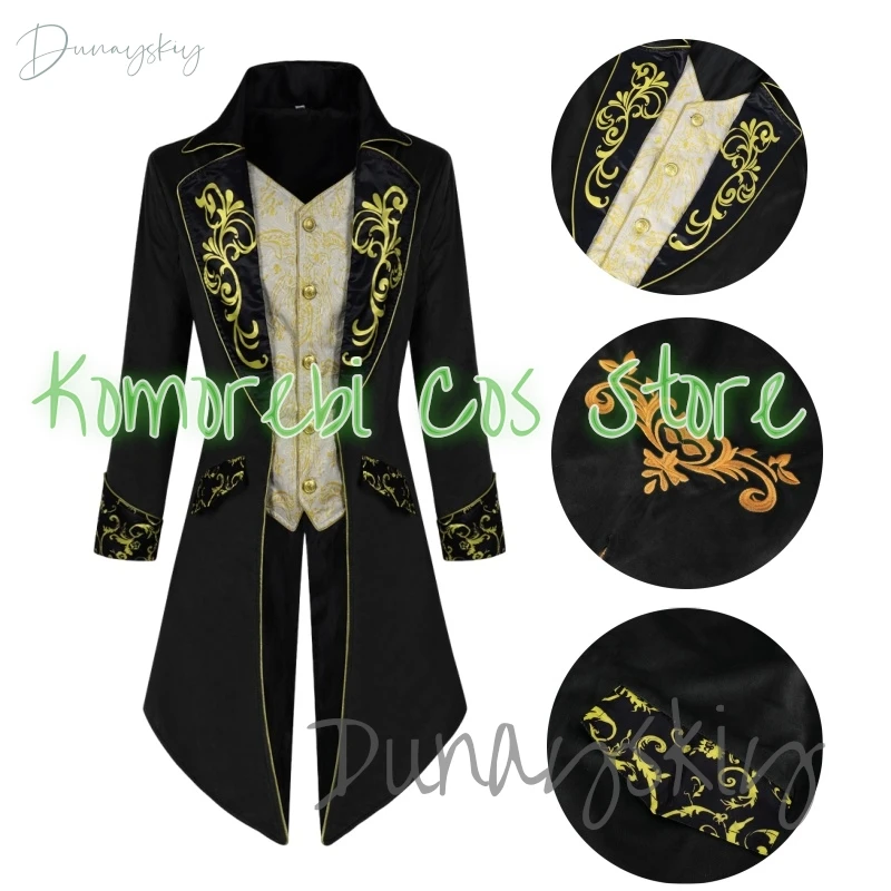 

Medieval Vintage Steampunk Gothic Victorian Jacket Purple Black Blue Velvet Tailcoat Frock Coat Men Uniform Renaissance Costume