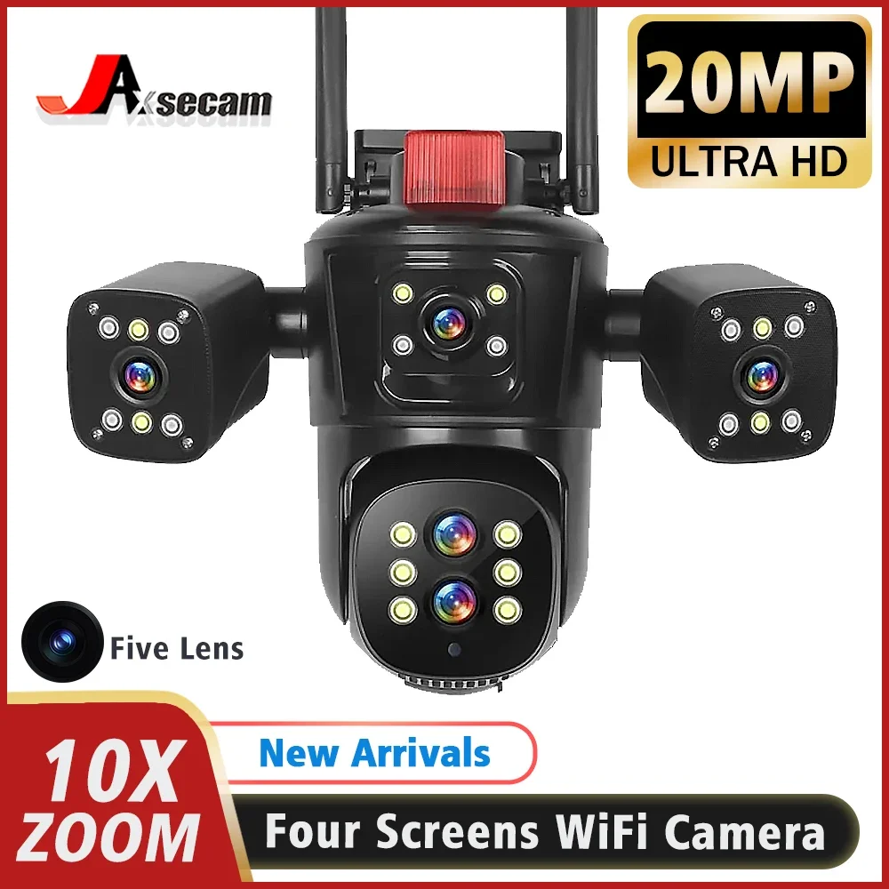 

20MP 10K Security Protection Camera WiFi Outdoor 10X Zoom Five Lens Four Screens CCTV Video Surveillance Auto Tracking PTZ Cam