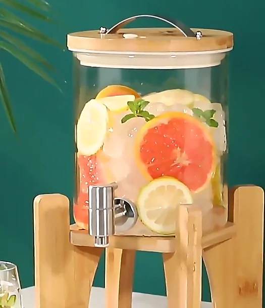 

Large Glass Drink Dispenser with Spigot Tool