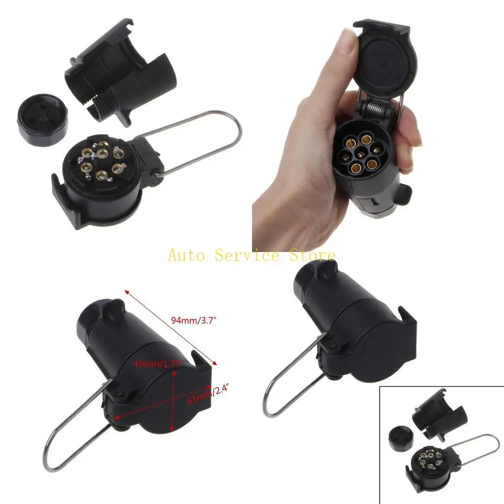 

462A 7 Pin Round Plastic RV Trailer Plug Connector Standard Car Socket Plug Automotive Replacement Parts
