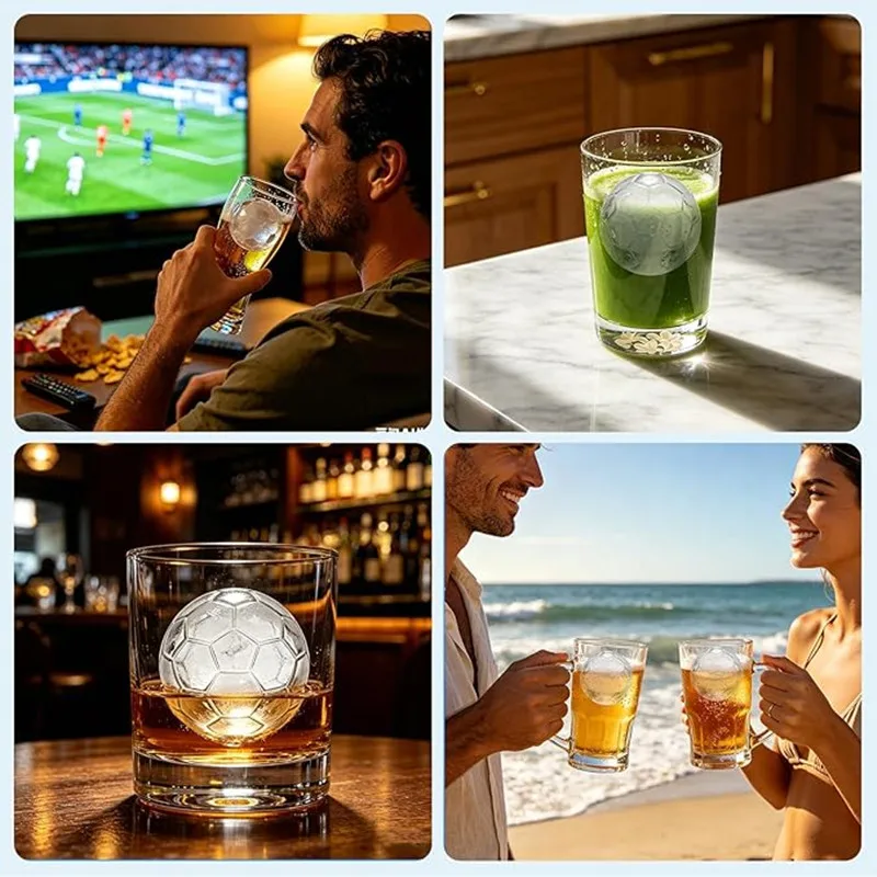 Round square Football Ice Cube Mold Silicone Football Ice Tray for Whiskey Cocktails,Large Slow Melting Ice Mold for Freezer - view 4