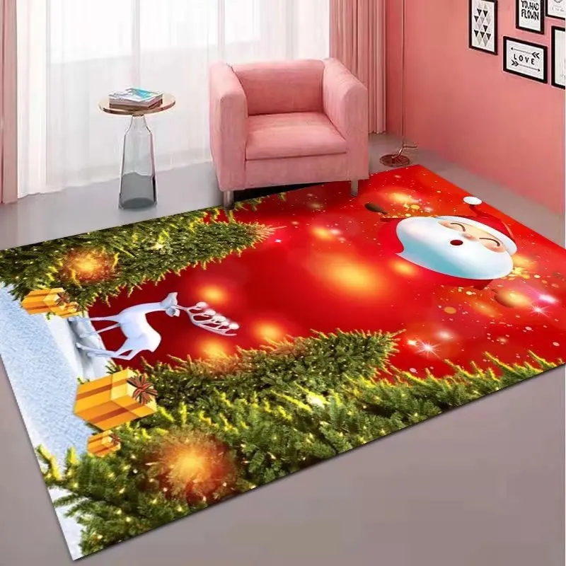 VIKAMA Einfacher Teppich aus synthetischem Kaschmir für Weihnachtsfest, Weihnachtsbaum, Wohnzimmer, leicht zu reinigen, Sofatisch, Heimdekoration