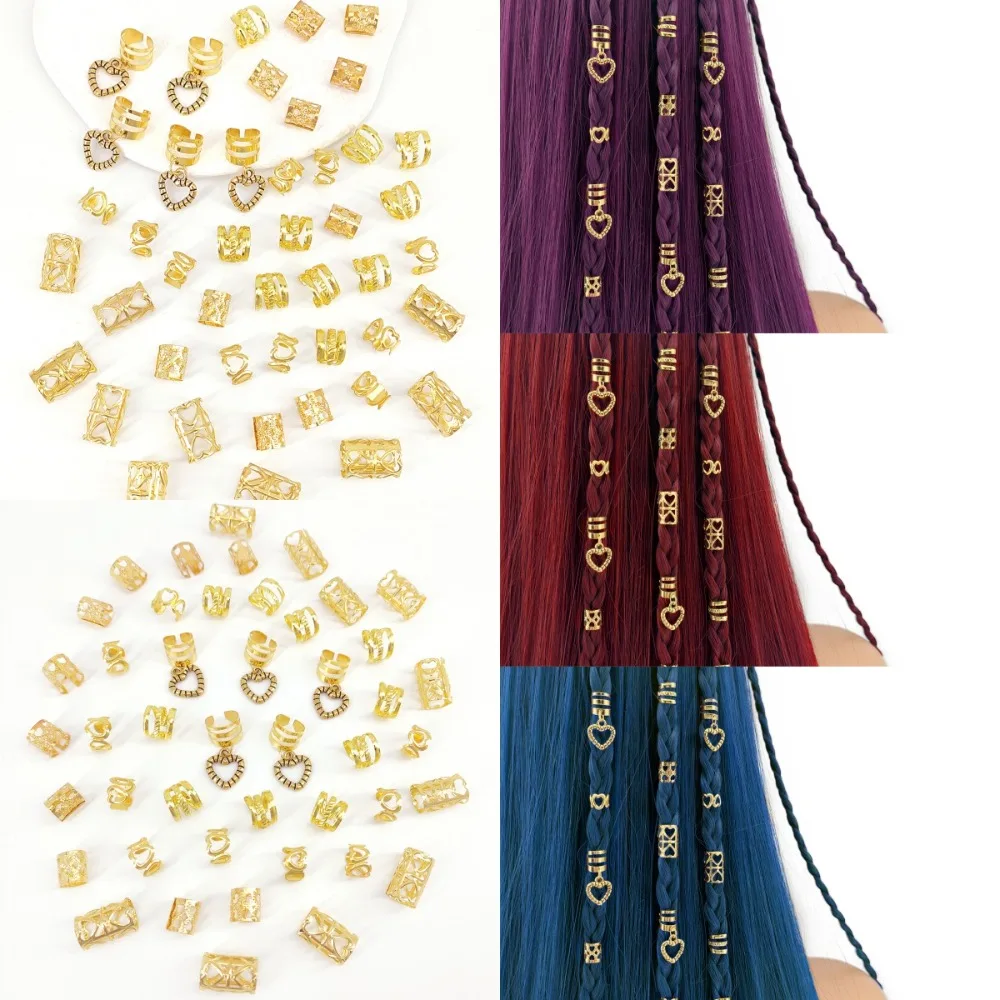 

45 шт., кольцо для волос Love, плетение волос, замки для дредов, бусины, регулируемые разноцветные стильные трубки для косичек, украшения для волос