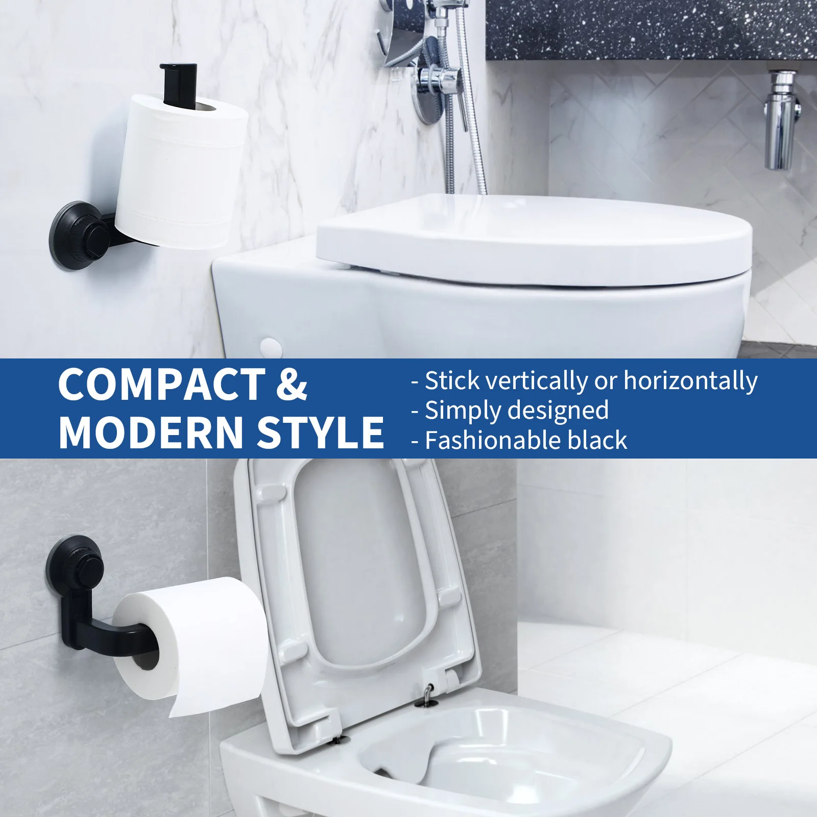 Wall Mounted Toilet Paper Holder Roll Paper Hanger Suction Chrome Tissue Rack Bathroom Kitchen Durable Anti Rust Easy Clean