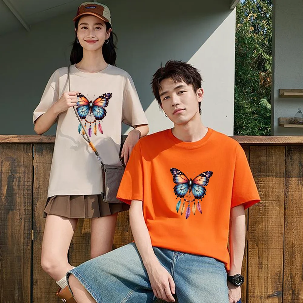 Butterfly Dreamcatcher Printed T Shirt Breathable Fabric S-XXL Personalized Custom Casual Short Sleeve Tee Aesthetic Graphic Top