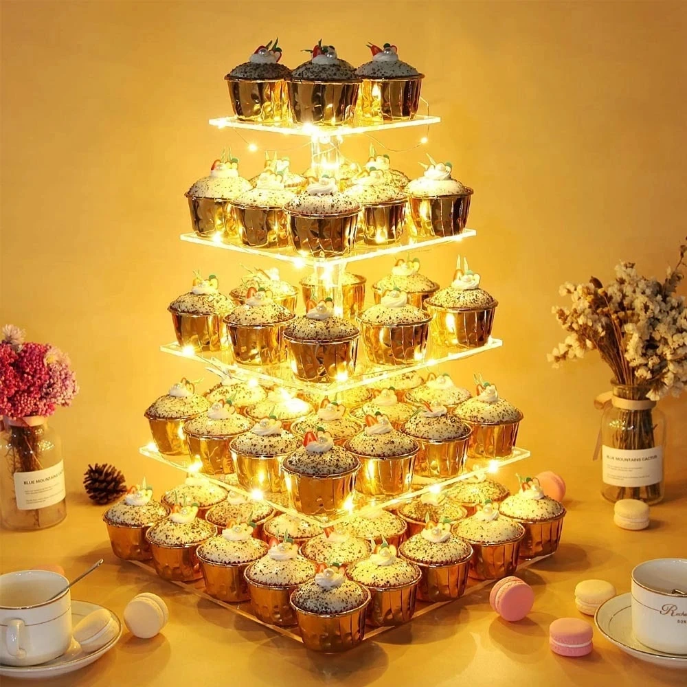 3 Tier Acrylic Wedding Cake Stand Transparent Dessert Cupcake Display Shelf Holder For Baby Birthday Christmas Party Cake Decor