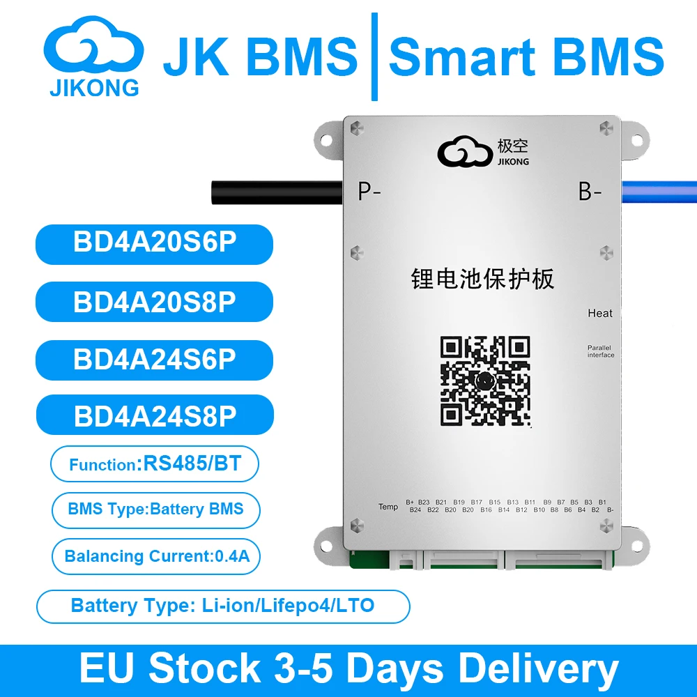 

JK BMS JIKONG 4A Smart bms 20s 24s Rs485 BT Active Balance 60A 80A Li-ion Bms 4s Lifepo4 12v LTO Bms jikong lifepo4 battery bms