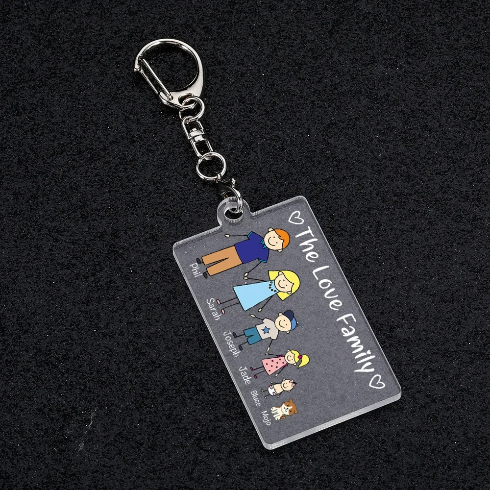 Customized Key Chain Cartoon Character Acrylic Transparent Key Chains Keychain Gift for Family Cute Present Cartoon Keychains