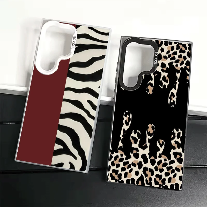 Leopard Print Trend Desgin Soft Phone Case for Samsung Galaxy S24 S25 FE S26 Edge S23 Ultra S22 Plus S21 + Shockproof Cover Back