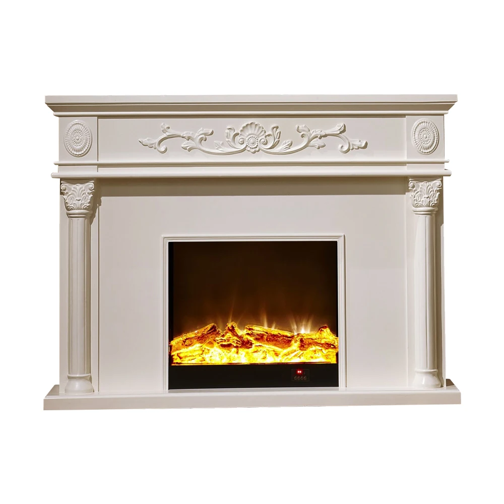 Column Carving French Wooden Electric  Living Room Decorative Heating Electric