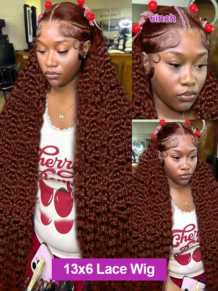 Perucas encaracoladas profundas cabelo humano chocolate marrom 13x4 13x6 hd peruca frontal colorida onda de água peruca dianteira do laço para mulher 30 36 Polegada