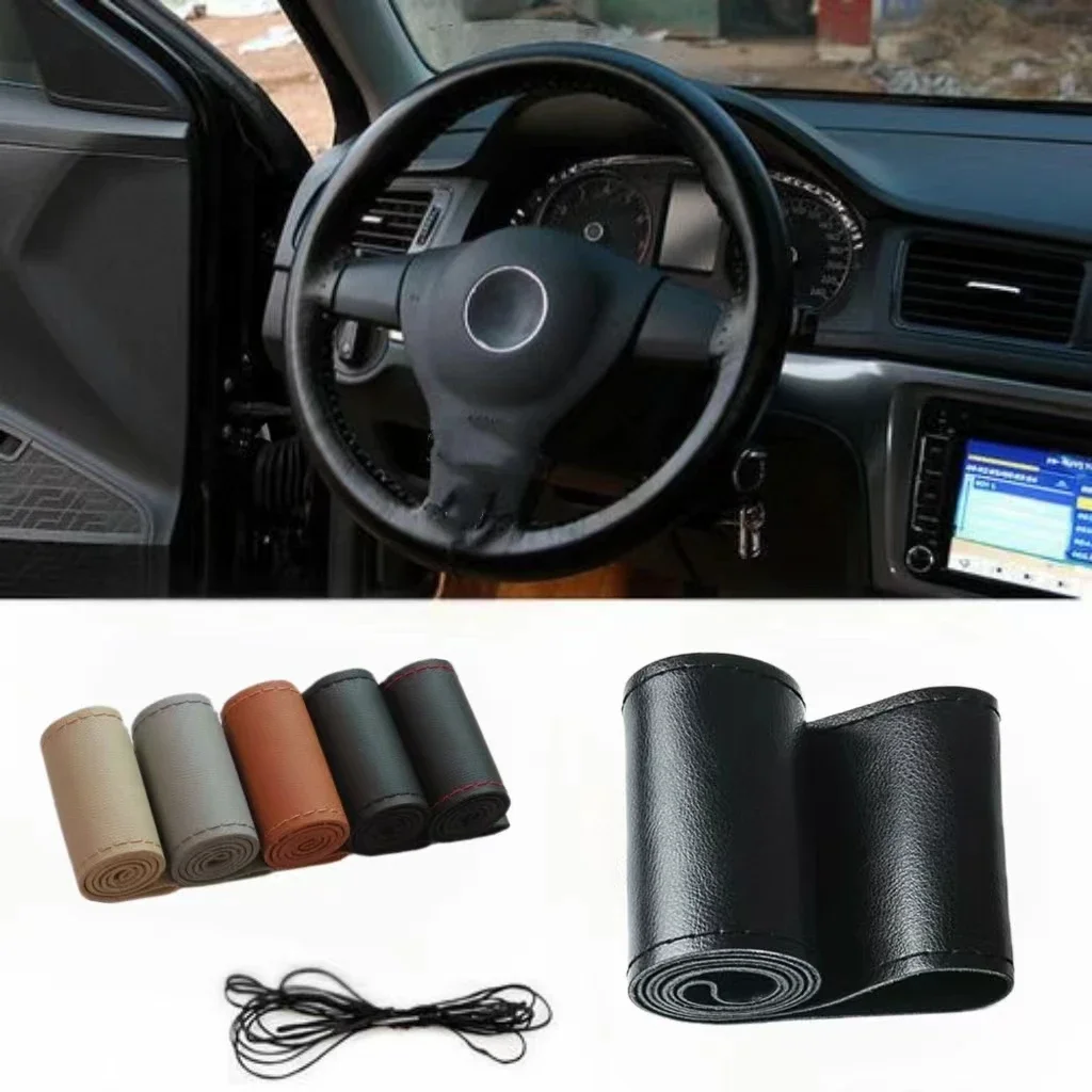 

Car Steering Wheel Cover Braid PU Leather Steering Wheel Covers Carbon Fiber for 38cm Auto Wheel Cover Decoration Interior