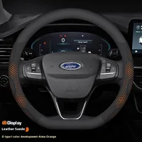 Protector de volante de gamuza de fibra de carbono para Ford Focus F150 Mondeo Fiesta Kuga Edge Ecosport Explorer Escape Fusion, accesorio para coche