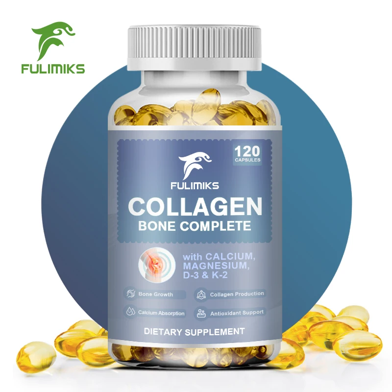 Collagen Bone Complete Capsules With Calcium & Vitamins for Skin, Hair, Tendons, Cartilage, Bones, And Joints Health Anti-Aging