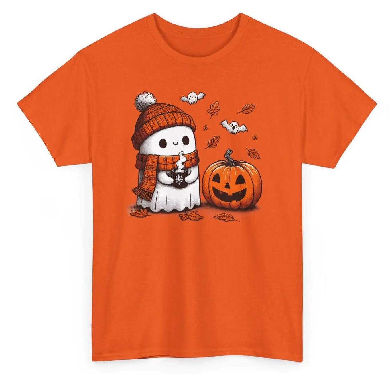 

Ghost Halloween Cute Coffee T-shirt - Novelty Spooky Season Unisex Graphic Tee