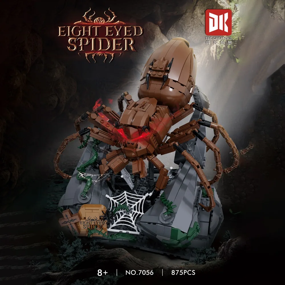 

845PCS Red Eyed Wolf Spider Building Blocks Classic Forest Animal Model Bricks Set Desktop Decoration Toy Gift for Kids Adults