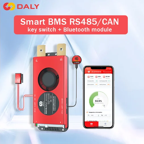 

Умная плата BMS Daly 4S 12В 8S 24В 16S 48В 150А 200А с RS485 CANBUS для защиты литий-ионных и LiFePO4 аккумуляторов 3.7В с ключевым переключателем
