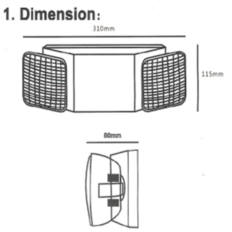 A26F-EU2C M6 Luz de emergencia LED Uso comercial 2 lámparas Potencia de respaldo de batería de 90 minutos