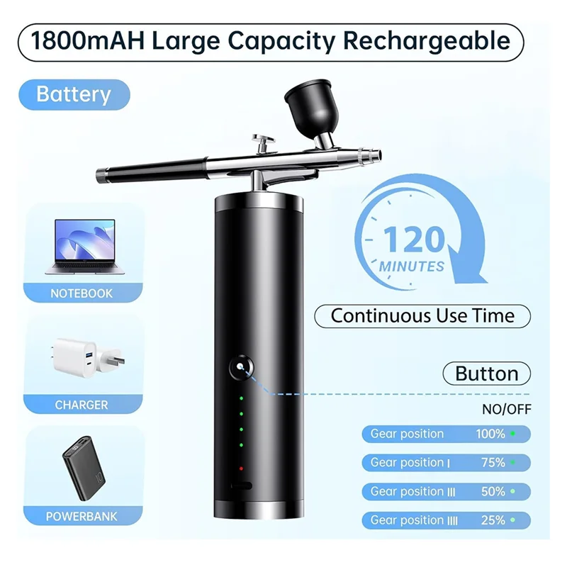 ABKR-Juego de aerógrafo portátil con compresor, juego de aerógrafo de mano, Ideal para tareas complexas, como tatuajes/manicura