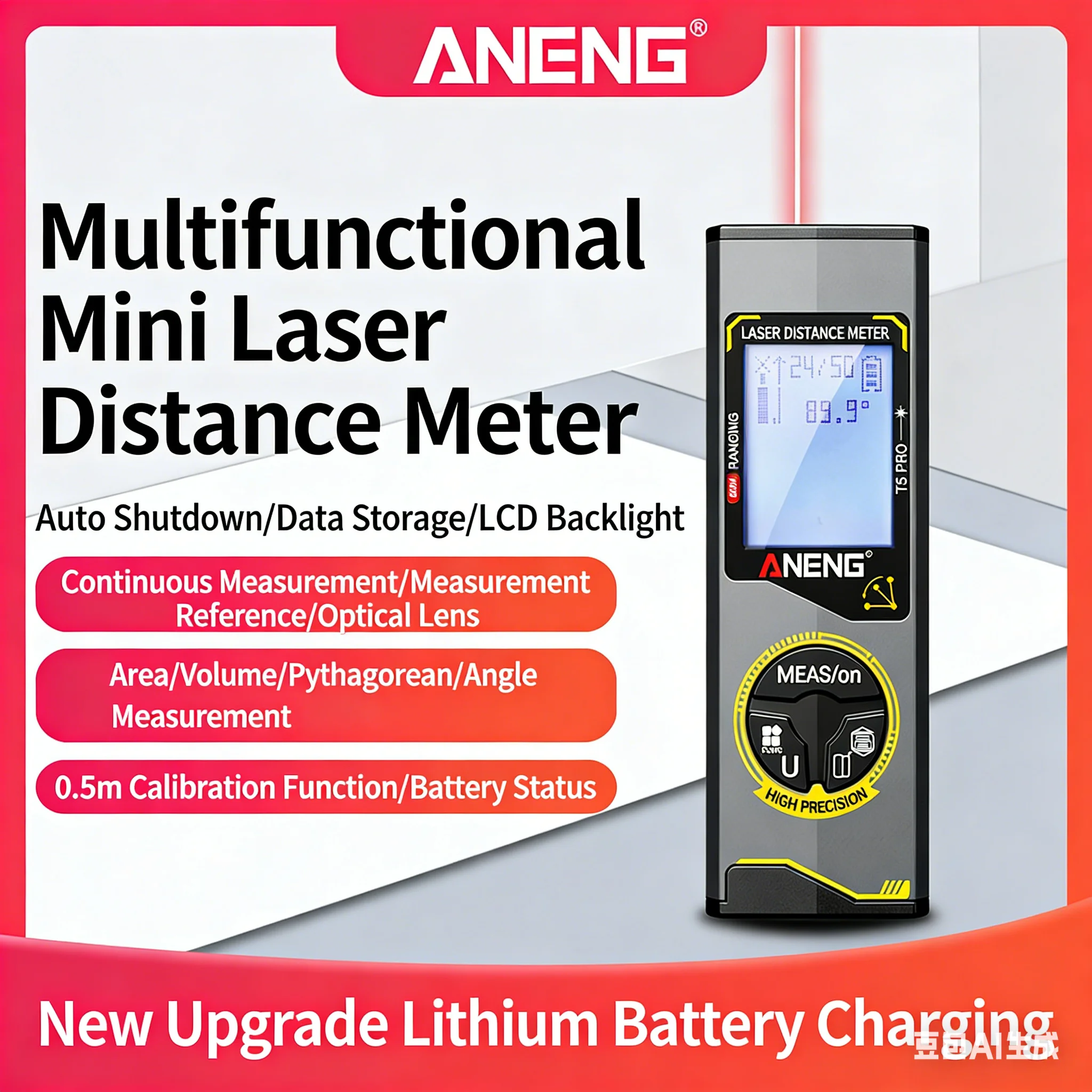 

Миниатюрный портативный лазерный дальномер, высокоточный ручной измеритель с электронным уровнем, измерительный инструмент для дома и строительства