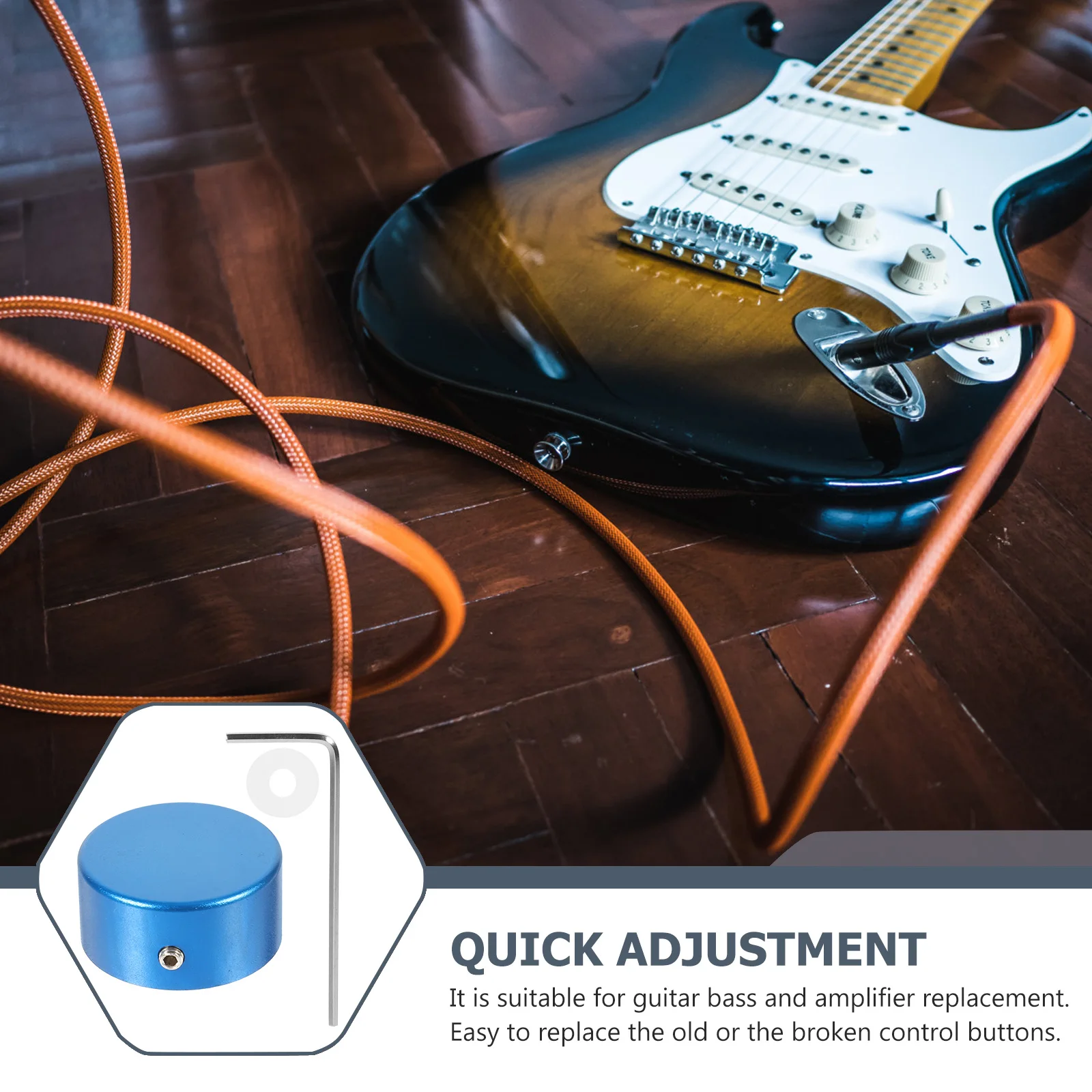 

Metal Electric Guitar Knobs Blue Small Light Effect Pedal Cap Replacement Accessories Bass Control Durable Guitar Amp Effects