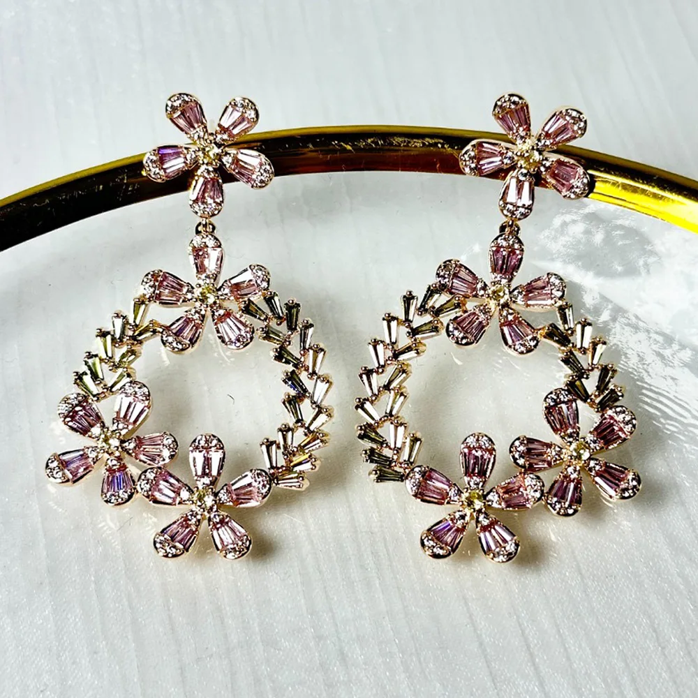 Missvikki الفاخرة الزيتون الوردي الأقراط كروس دائرة مايكرو تشيكوسلوفاكيا النساء الزفاف الزفاف حفلة خطوبة أقراط مجوهرات حفلة هدية