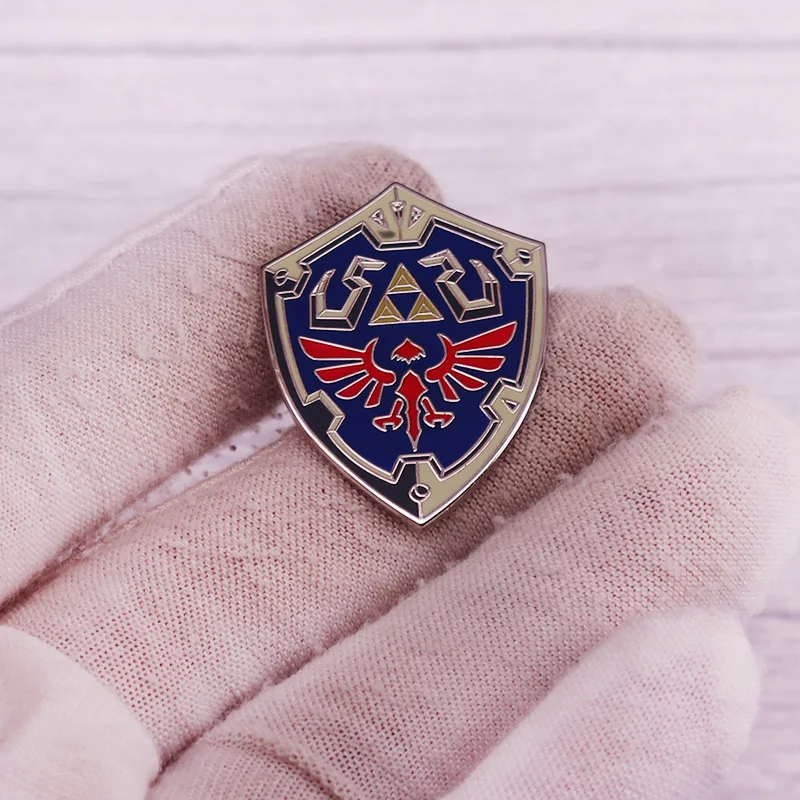 أسطورة Zellda Hyllian درع المينا دبوس لعبة بروش شارة أفضل صديق هدية #4