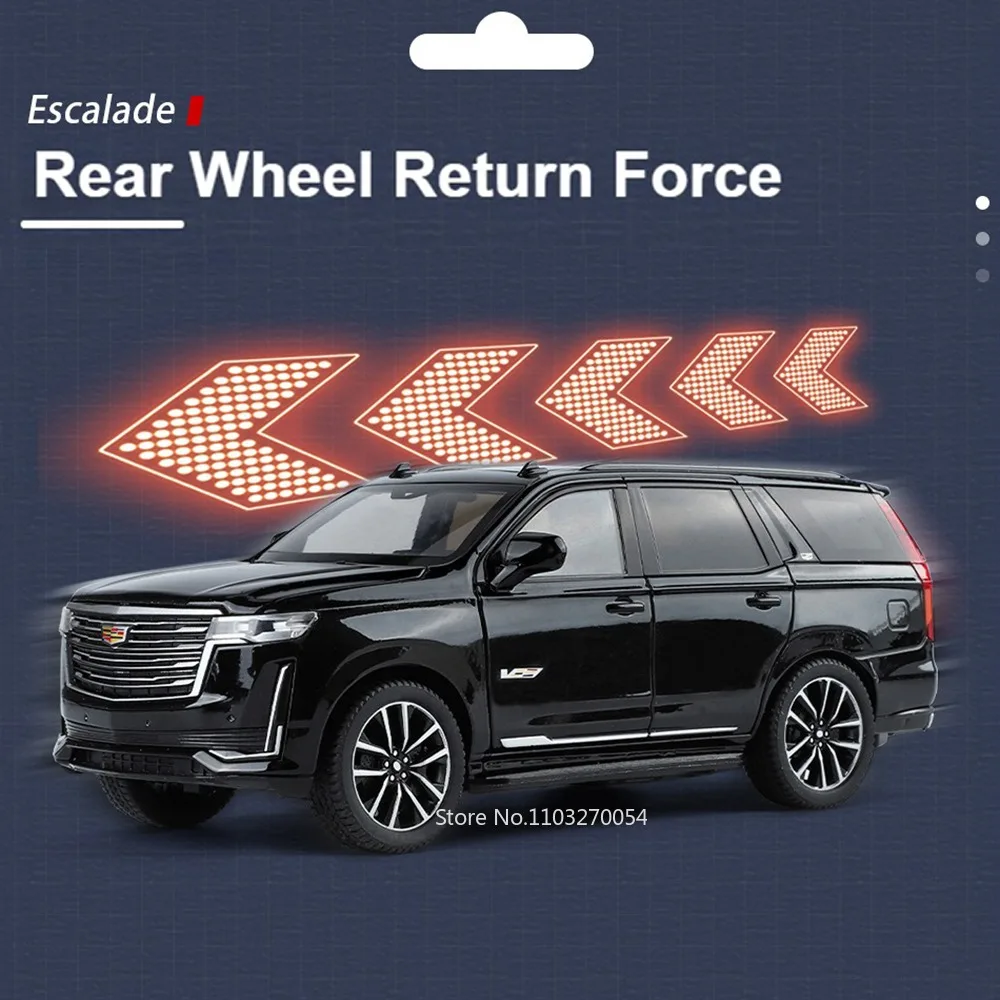 1:24 Legierung Escalade LX570 Modell Spielzeug Diecast Auto Sound Licht Zurückziehen Metall Körper Gummi Reifen Türen Geöffnet Fahrzeug kinder Spielzeug