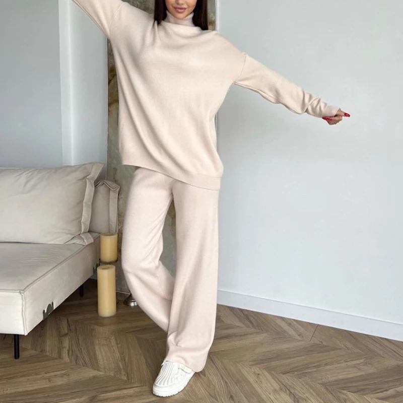 2025 Fashion CHIC Fall/Winter Wide Wildberries Women's Knitwear High Neck Soft Sweater Set