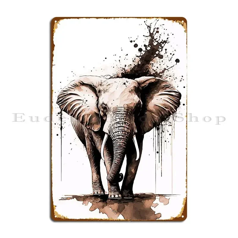 Elephant Ink Splash Metal Sign Retro Customized Personalized Garage Retro Tin Sign Poster