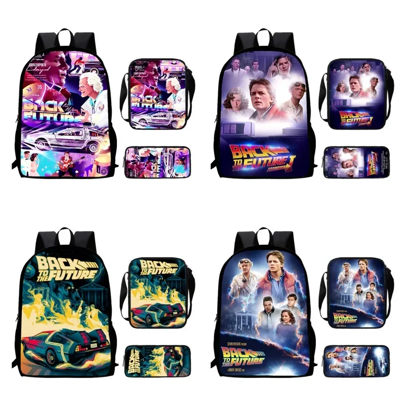 Cartoon Back To The Future School Backpack With Shoulder Bags Pencil Bags For Kindergarten,Light Weight Child Bag For Boys Girls