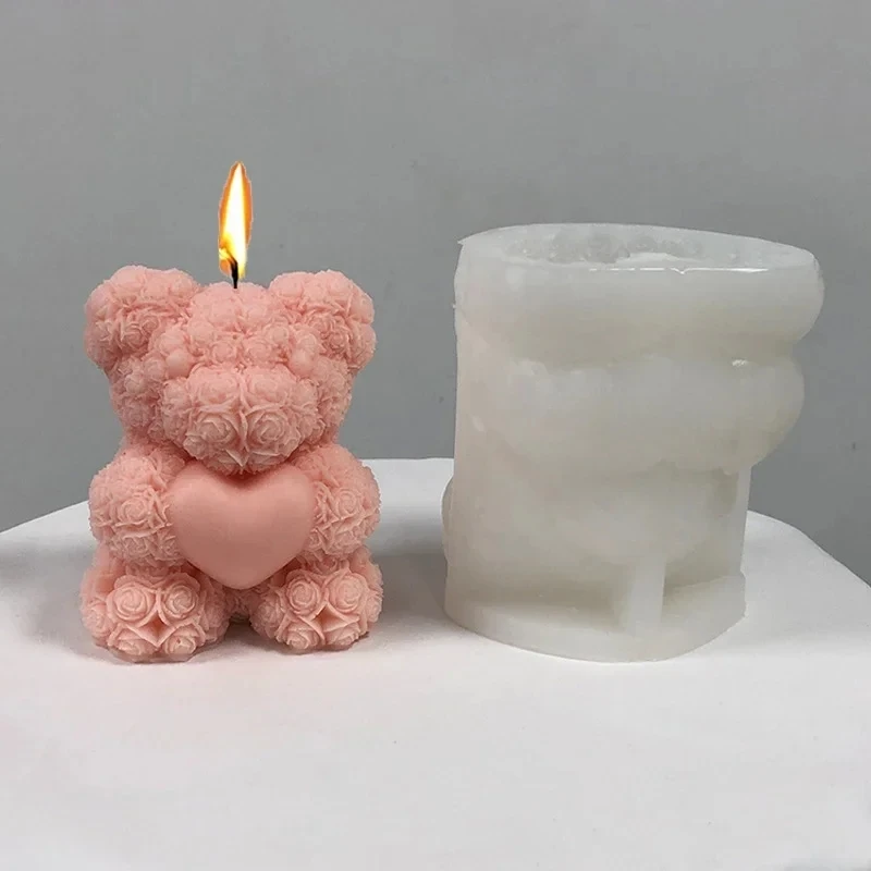 3D Bär Umarmung Liebe Silikon Kerze Formen Diy Nette Bär Haustier Kerze Machen Liefert Handgemachte Seife Gips Harz Form Wohnkultur geschenk