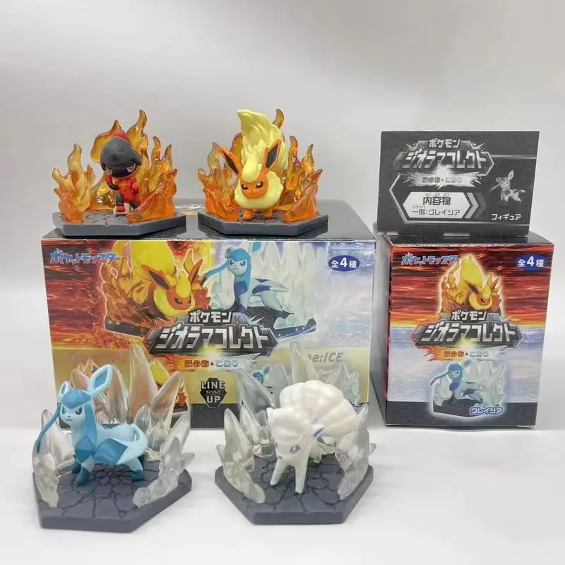 New In Stock Anime Skill Scene Battle 7 Blind Box Fire Vs Ice Eevee Nine Tailed Action Figure Desk Decor Surprise Gift For Fans view 3