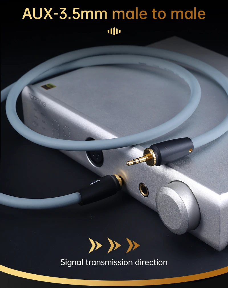 Serost Star HiFi OFC Sauerstofffreies Kupfer-Aux-Audiokabel 3,5mm auf 3,5mm Stecker für Kopfhörer, Verstärker, Lautsprecher, Auto-Audio, DAC, DSP – Detail 2