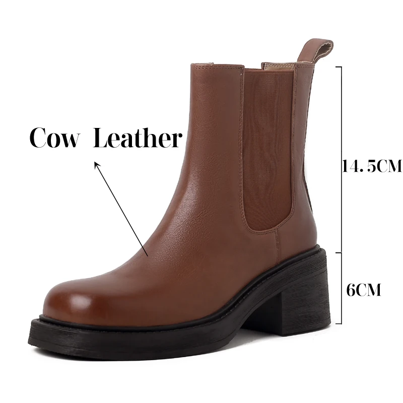 TULING JUN 2023 Winter Concise Famale Round Head Solid Color Ankle Boots Classic High Heels Shoes For Womens Retro T-MK8950