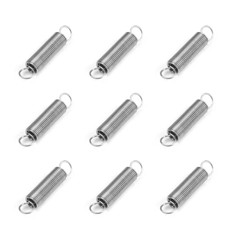 10PCS 304 Stainless Steel Dual Hook Small Tension Spring Hardware Accessories Wire Dia 0.3-0.6mm Outer Dia 3-8mm Length 10-50mm