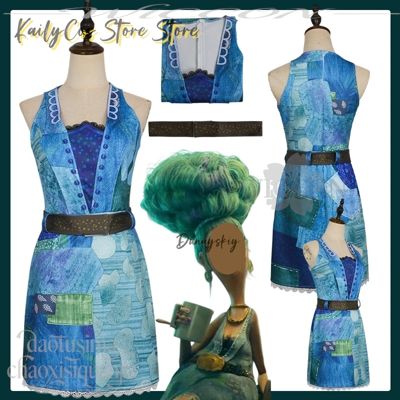 

Activities Party Cosplay Anime Twwiitss Costume Sleeveless Blue Patch Pattern Mini Dress Sexy Suit Belt Christmas Halloween Cos