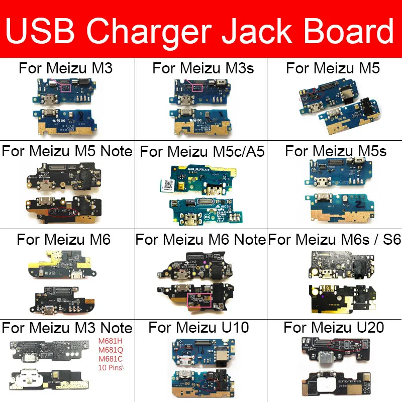 Usb Charging Charger Jack Port Board For Meizu Meilan M2 M3 M3s M5s M5c M5 M6 Note M6s S6 A5 U10 U20 Usb Charger Connector Board