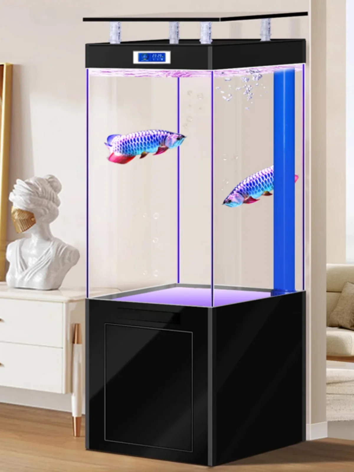 

Super White Glass Dragon Fish Tank New Vertical Living Room Small and Medium Bottom Filter Change Water Aquarium