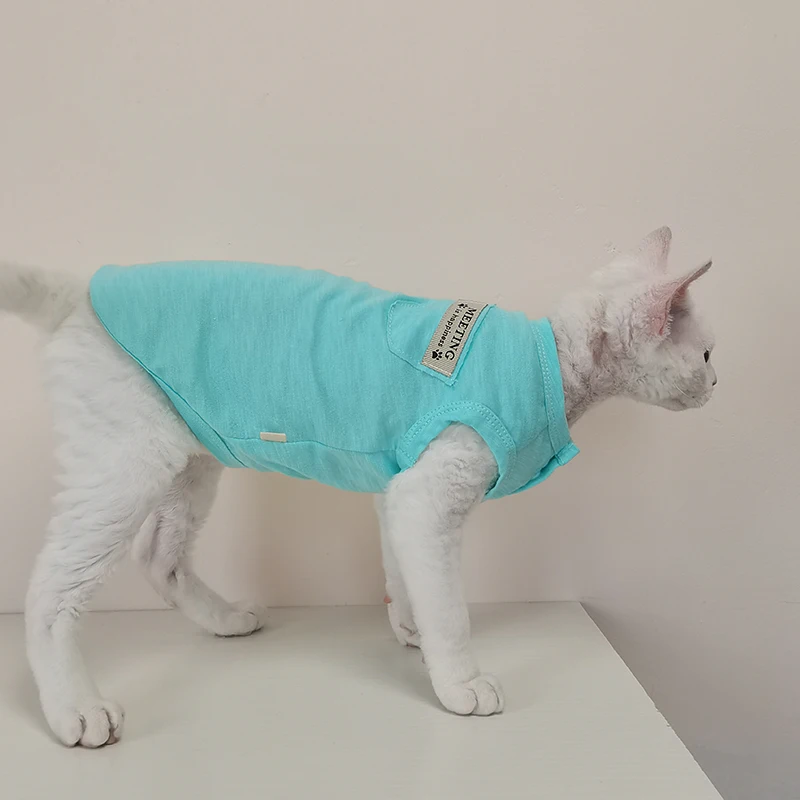 

Sphynx Cat Cooling Vest Summer - 100% Cotton Lyocell Breathable Shirt for Hairless Cats, Heat Relief UV Protection Outfit